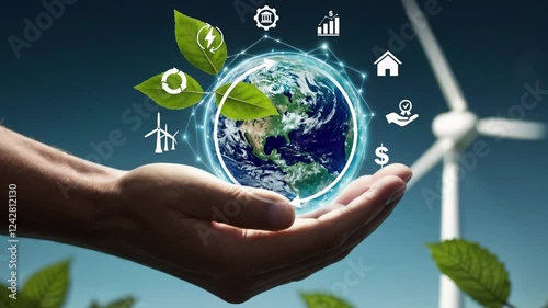 Circular economyinfoinforaphic wheel cyclical international global elements circle earth sustainability development ecology 4K VIDEO
