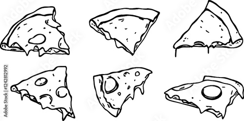 Hand-Drawn Pizza Slices Collection