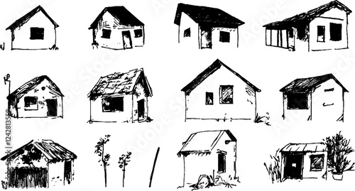 Hand-Drawn House Sketches Collection