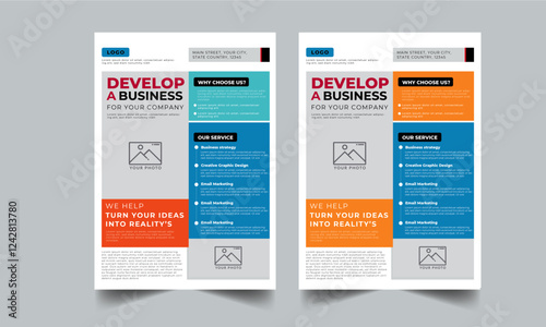 Corporate flyer design template with 2 color design concept layout
