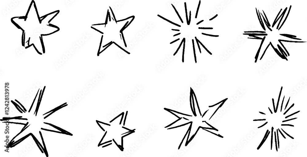 Obraz premium Hand-Drawn Star Shapes Collection