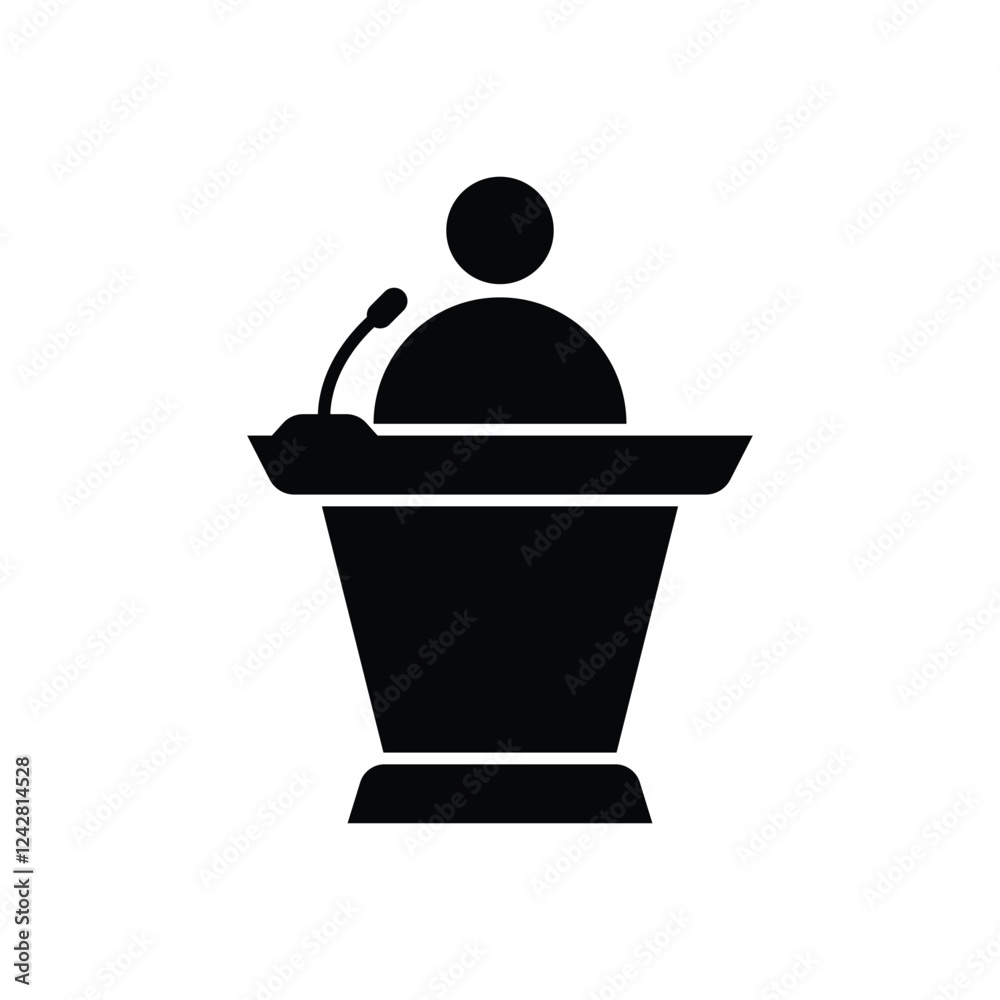 person icon speaking at podium vector design template