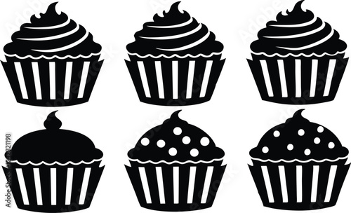 cupcakes icon,cupcakes silhouette set