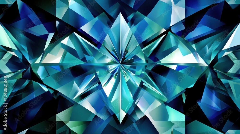 Obraz premium Abstract Blue Gemstone Facets Design