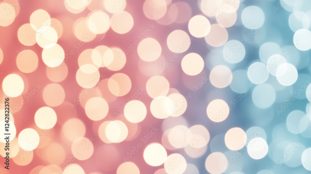 Abstract bokeh lights, pink blue gradient, festive background, holiday design