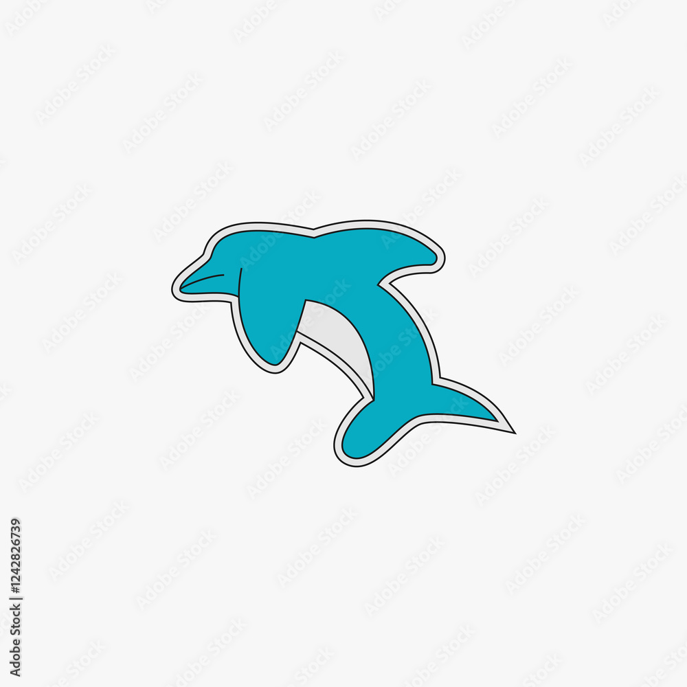 Fototapeta premium Dolphin vector on plain background, perfect for greeting card, wallpaper, and creative design.