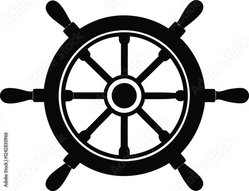 ship steering  silhouette simple flat vector