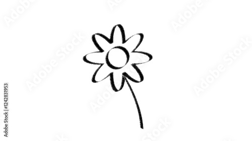 Handrawn flower in black and white