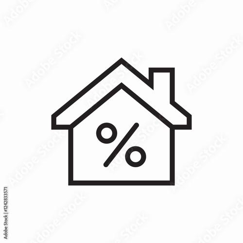 Mortgage percentage house icon vector sign