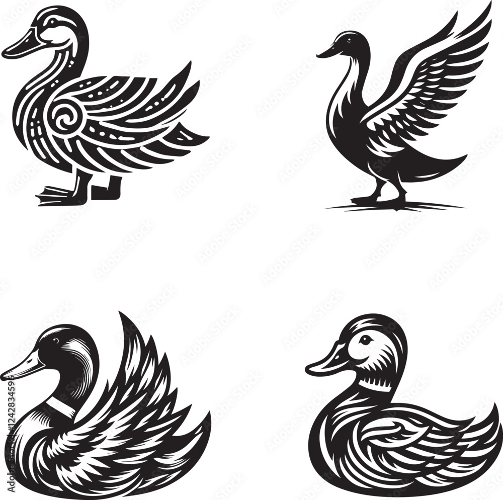 Duck Silhouette Collection - High-Quality Vector Illustrations Duck Silhouette Collection - High-Quality Vector Illustrations