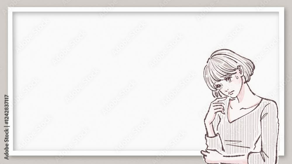 ため息/落ち込む/悩み/悲しい/体調不良/女性・女の子のイラスト素材 ため息/落ち込む/悩み/悲しい/体調不良/女性・女の子のイラスト素材