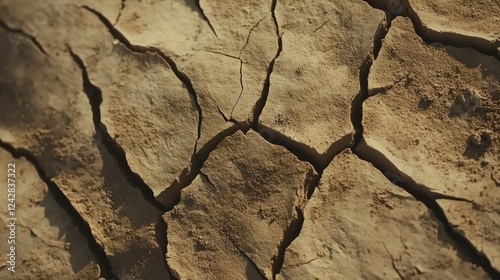 Dry cracked earth texture showing arid land photo