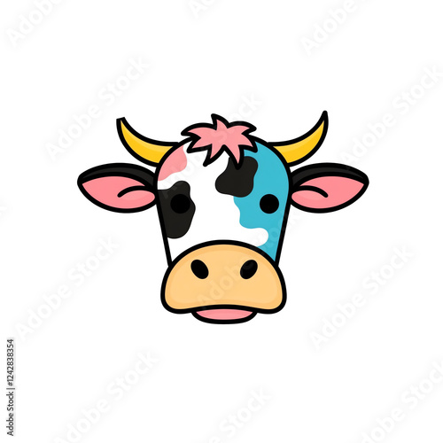 Wallpaper Mural Colorful Transparent PNG Illustration of a Cow Torontodigital.ca