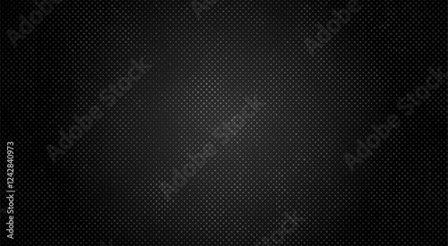Vector halftone texture with a black grunge effect. Abstract dotted pattern with faded, distressed elements. Dark vintage, retro, and overlay design.
