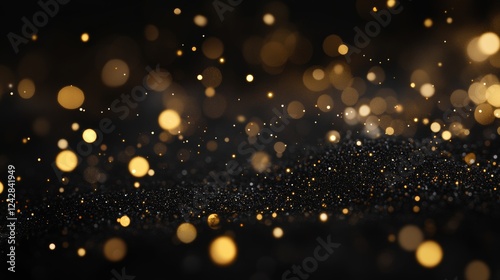 new year's eve party background with gold sparkling and bokeh light on black 