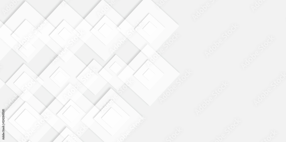 White and gray vector futuristic tech glow and shinning line simple modern abstract background. Modern geometrical dynamic and seamless abstract white background. Square pattern on banner with shadow. White and gray vector futuristic tech glow and shinning line simple modern abstract background. Modern geometrical dynamic and seamless abstract white background. Square pattern on banner with shadow.
