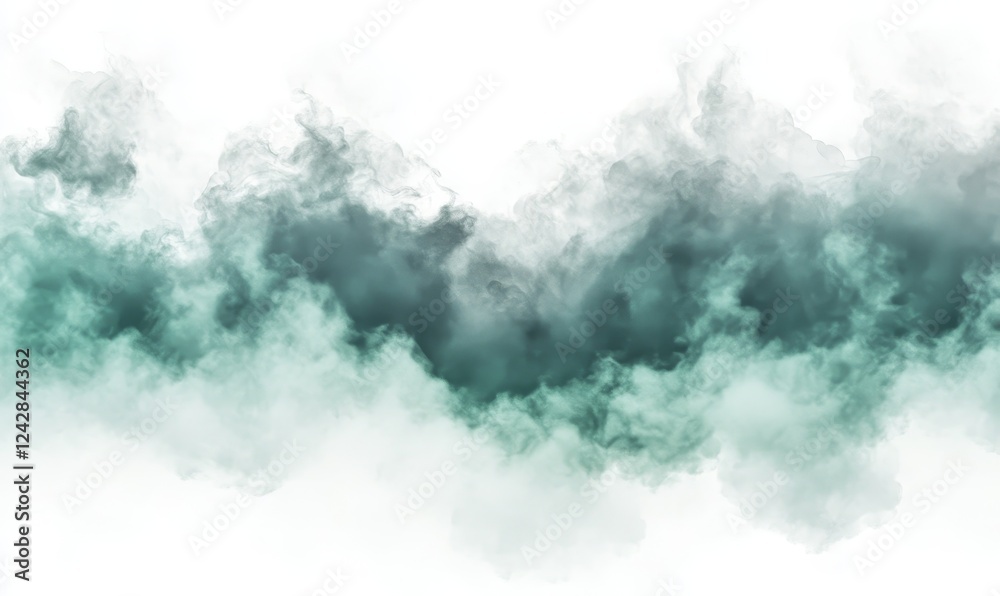 Teal smoke cloud texture isolated on white background, design element Teal smoke cloud texture isolated on white background, design element