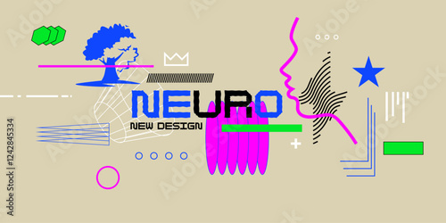 Modern geometric composition of various shapes. Illustration for design. Background in the trend chart.