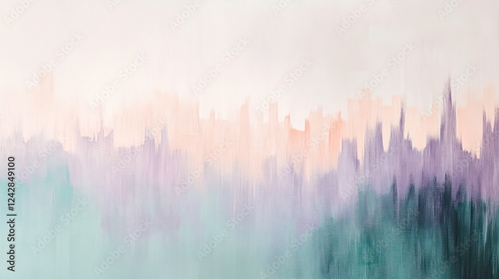 Fototapeta premium Abstract Pastel Cityscape Painting with Soft Hues