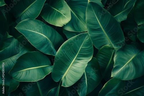 Lush Tropical Green Leaves Background Texture