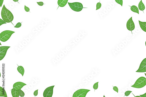 先が尖った丸い卵型の葉っぱがランダムに散るフレーム