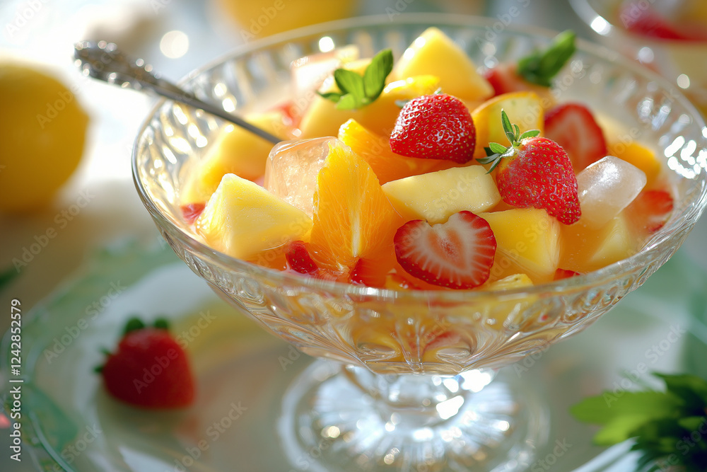 Refreshing fruit punch with vibrant citrus and berry slices Refreshing fruit punch with vibrant citrus and berry slices