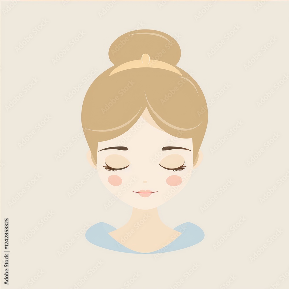 Serene Woman with Blonde Bun and Closed Eyes Serene Woman with Blonde Bun and Closed Eyes