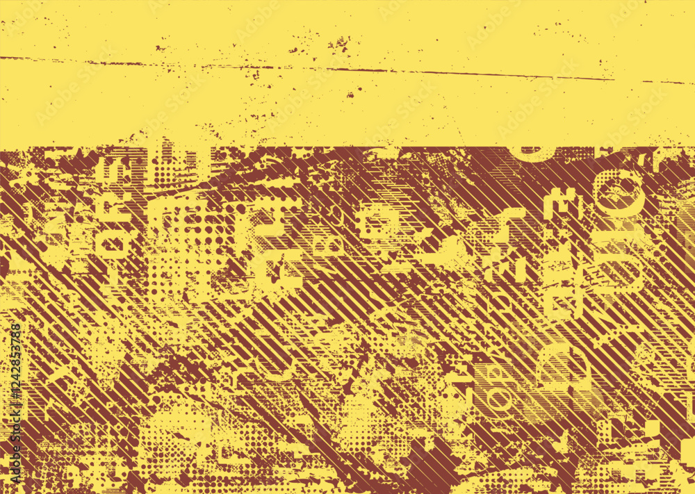Fototapeta premium Background with glitch distorted grunge textures . grunge background texture with halftone dots, glitched shapes, textures and lines .Screen print vector background with grunge textured surface.