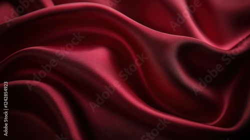 Luxurious dark red silk fabric with smooth folds and soft lighting