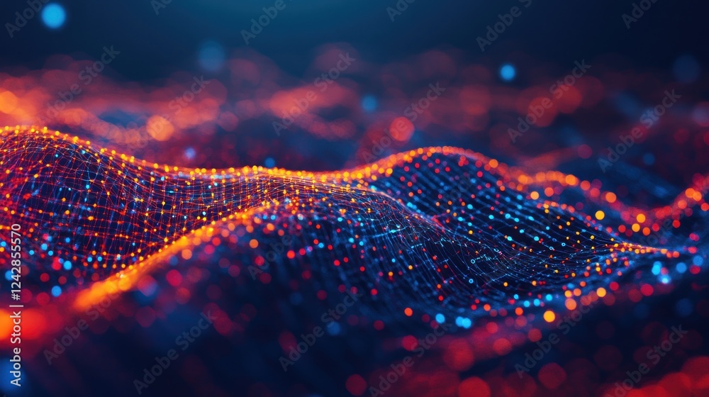 Glowing data waves flow, digital landscape, abstract background, tech presentation Glowing data waves flow, digital landscape, abstract background, tech presentation