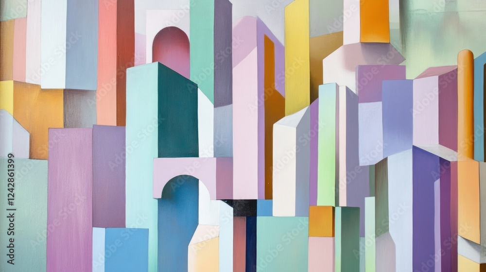 Abstract Pastel Cityscape Geometric Building Forms Abstract Pastel Cityscape Geometric Building Forms