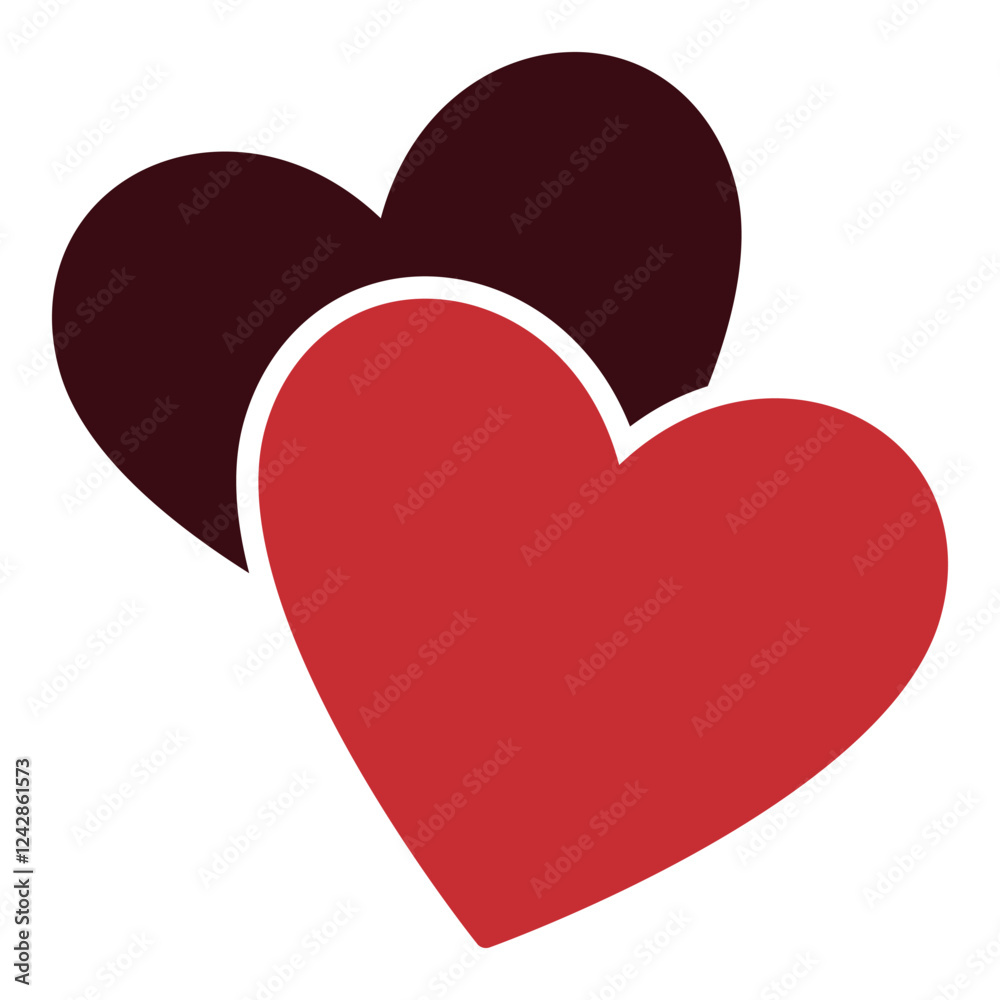 2 Hearts vector icon or sign representing love - flat style 2 Hearts vector icon or sign representing love - flat style