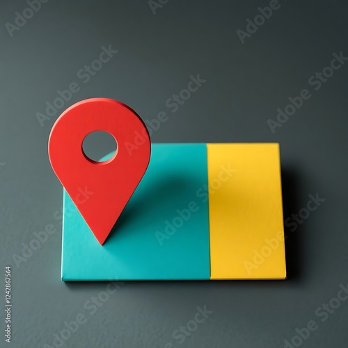 Free Download Red Location Pin on Teal and Yellow Map Graphic - GFXLoad