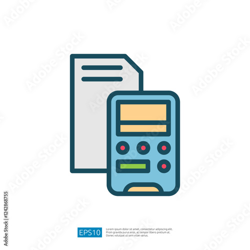 Icon for Education Featuring a Calculator and Document Signifying Learning and Study Tools for Academic Progress