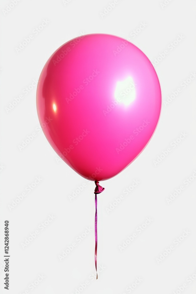 Pink balloon floating, studio shot, white background, celebration (3)