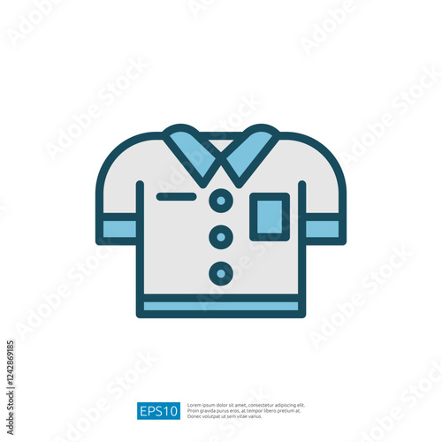 Stylish Casual Button-Up Shirt Icon for Education and Apparel Themes Representing Fashion and Modern Clothing Design