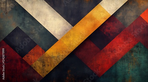 Wallpaper Mural Vibrant geometric shapes intersect dynamically warm earthy tones create textured abstract art. AI Generated Torontodigital.ca