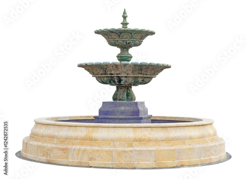 Konstfotografi Three tier outdoor water fountain isolated