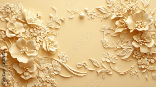 Wallpaper Mural Elegant Cream Floral Bas Relief Wall Design Torontodigital.ca