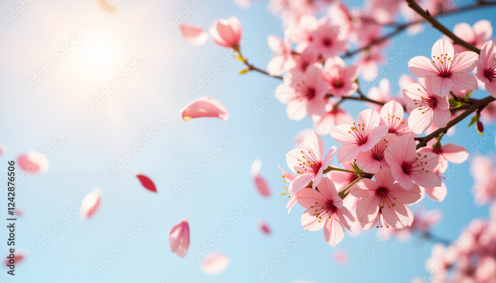 Plum blossoms in wind with blue sky background Plum blossoms in wind with blue sky background