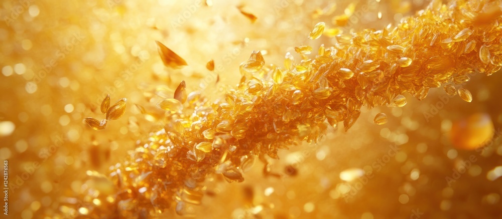Golden particles swirl, background bokeh, food ad Golden particles swirl, background bokeh, food ad