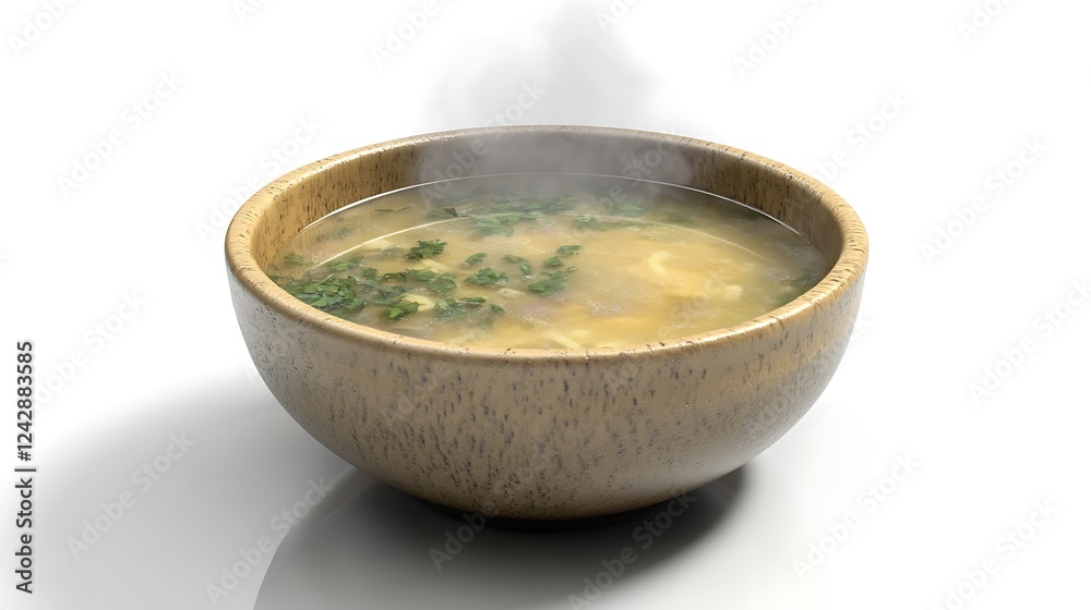 Ultra-Realistic 3D Rendering of a Steaming Bowl of Soup with Rising Aroma Ultra-Realistic 3D Rendering of a Steaming Bowl of Soup with Rising Aroma