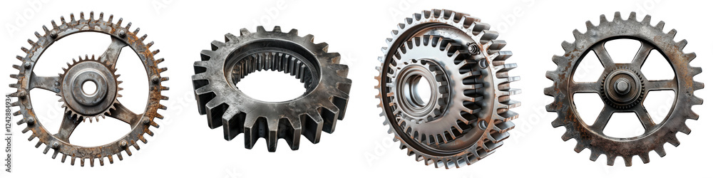 Gear isolated on transparent background, PNG, Set of Gear isolated on transparent background, PNG, Set of