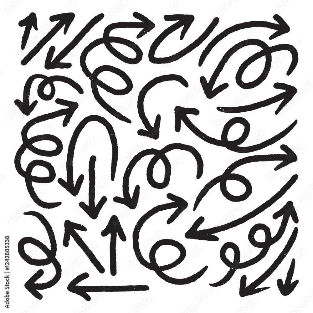 Set of hand drawn arrow vector