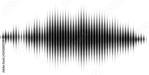 Halftone sound wave black and white pattern. Vector Halftone effect. Duotone element. Retro Music Design