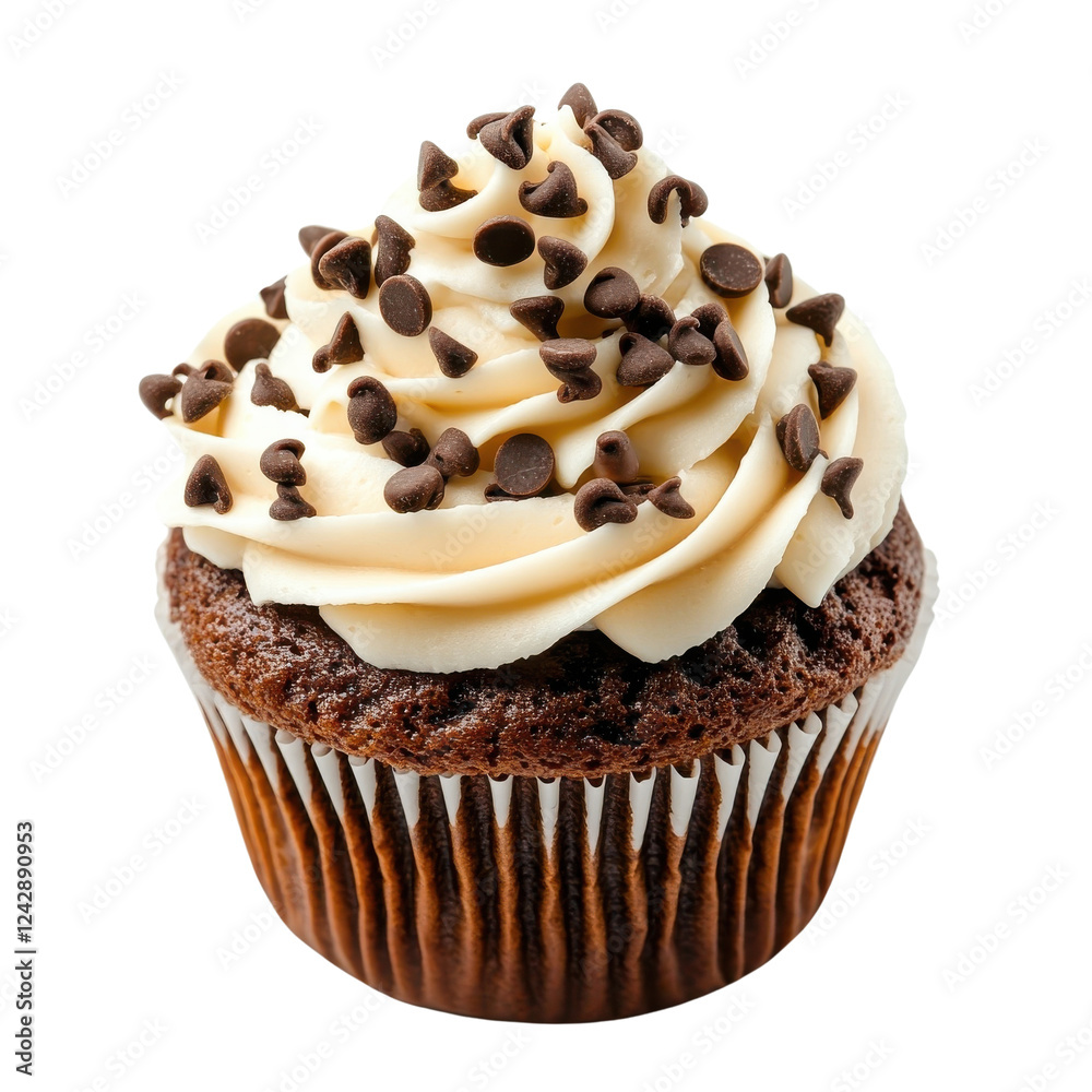 Chocolate chip cupcake isolate on white background Chocolate chip cupcake isolate on white background