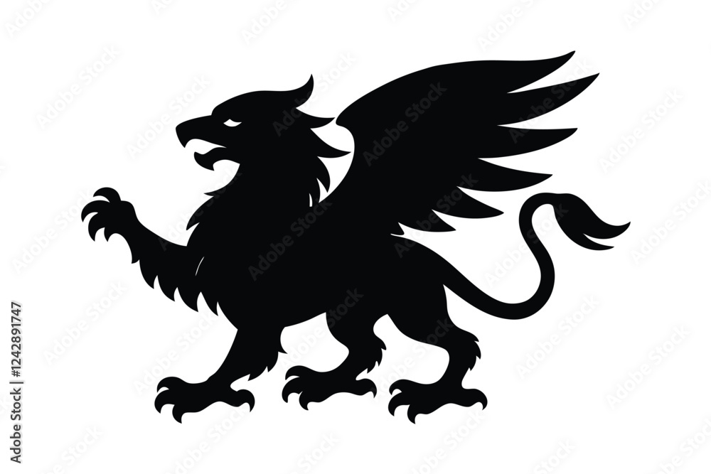 Bold Black Griffin Silhouette Illustration Bold Black Griffin Silhouette Illustration