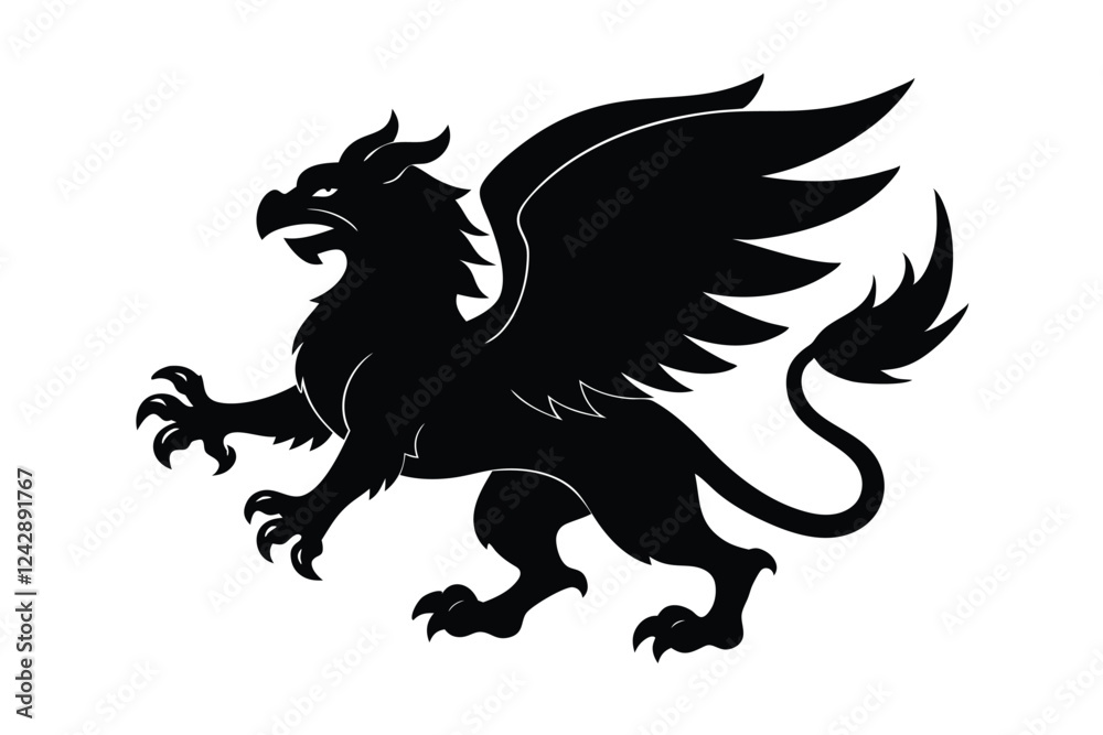 Bold Black Griffin Silhouette Illustration Bold Black Griffin Silhouette Illustration