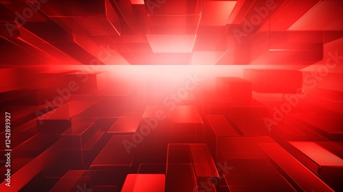 Red Color Abstract Wallpaper Background: A futuristic composition of glowing red geometric shapes and smooth gradients, evoking a sleek and stylish ambiance