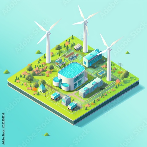 Illustration of a renewable energy facility.